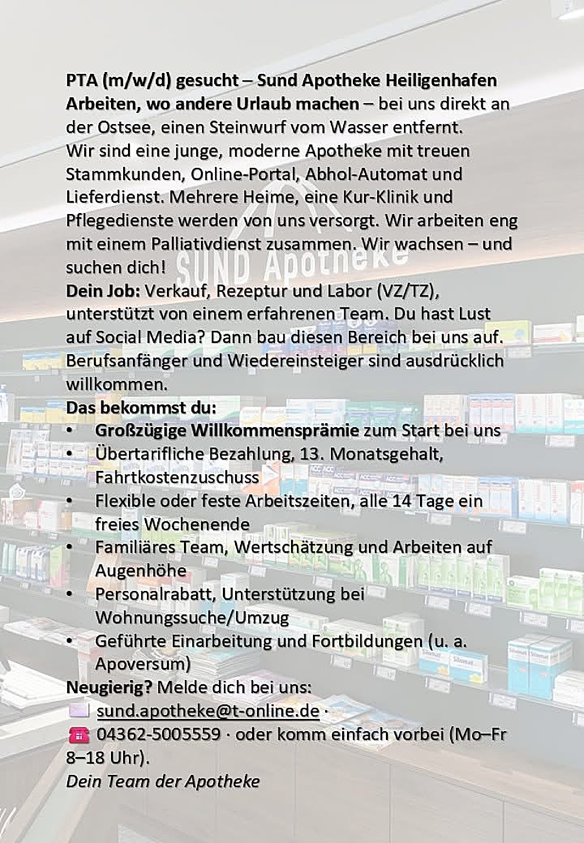PTA-Stellenofferte PTA-Stellenofferte